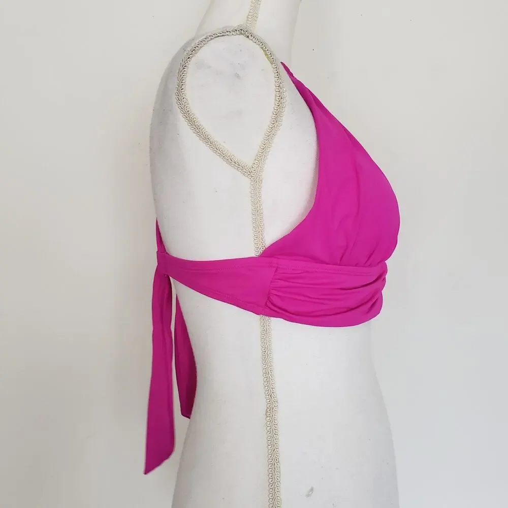 NEW!! La Blanca SIZE 12 Pink Luxe Halter Swimsui Bikini TOP ONLY Womens LB21G88
